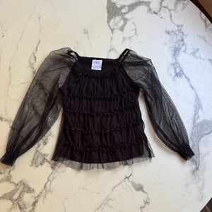 Zara Black Sheer Ruffle Top with sparkles